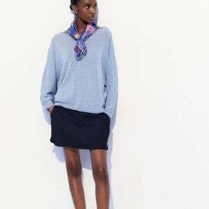 Zara Linen Blend Plain Knit Sweater With Central Seam Size Medium NWOT